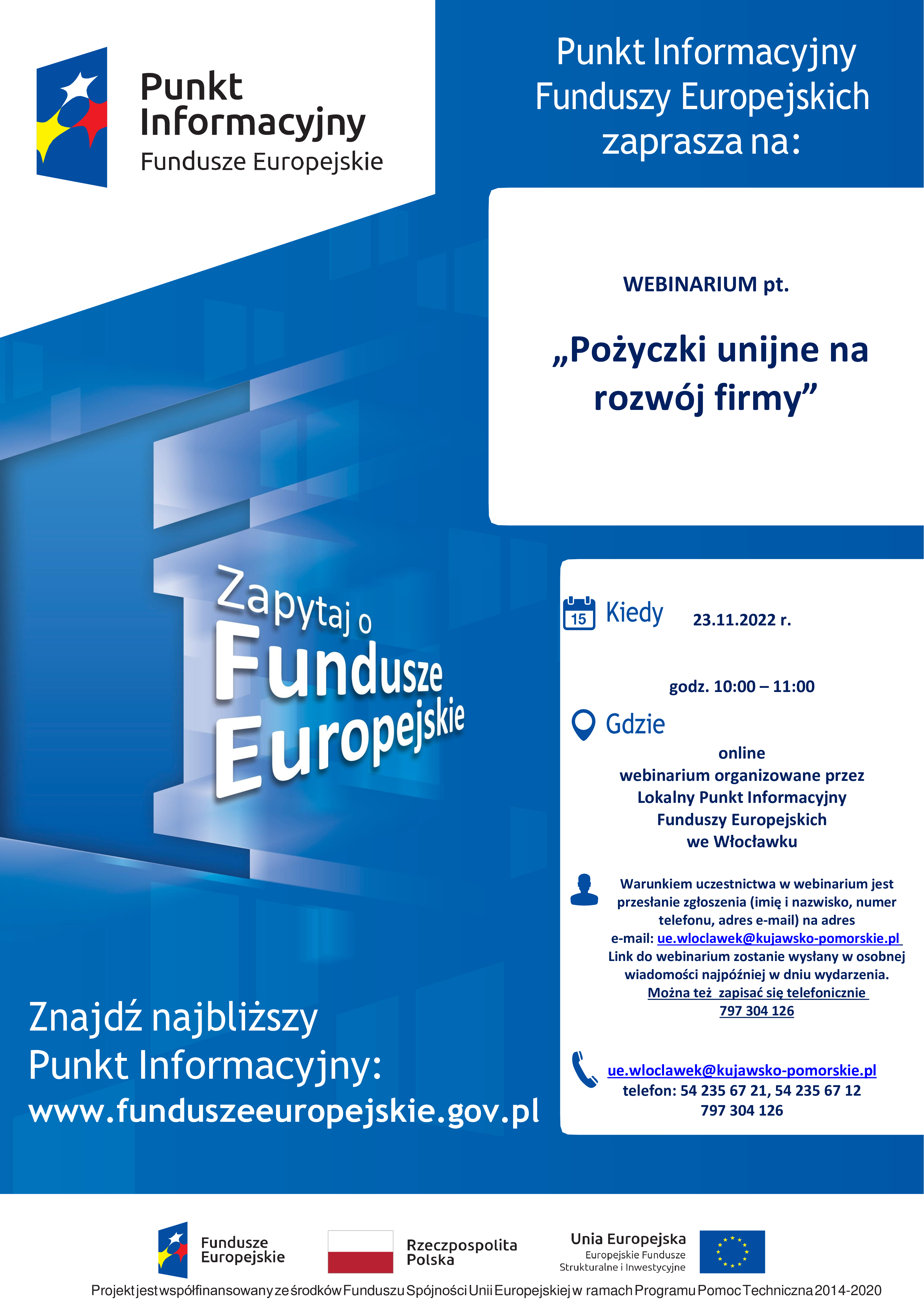 plakat nt. Pożyczki unijnej na rozwój firmy
