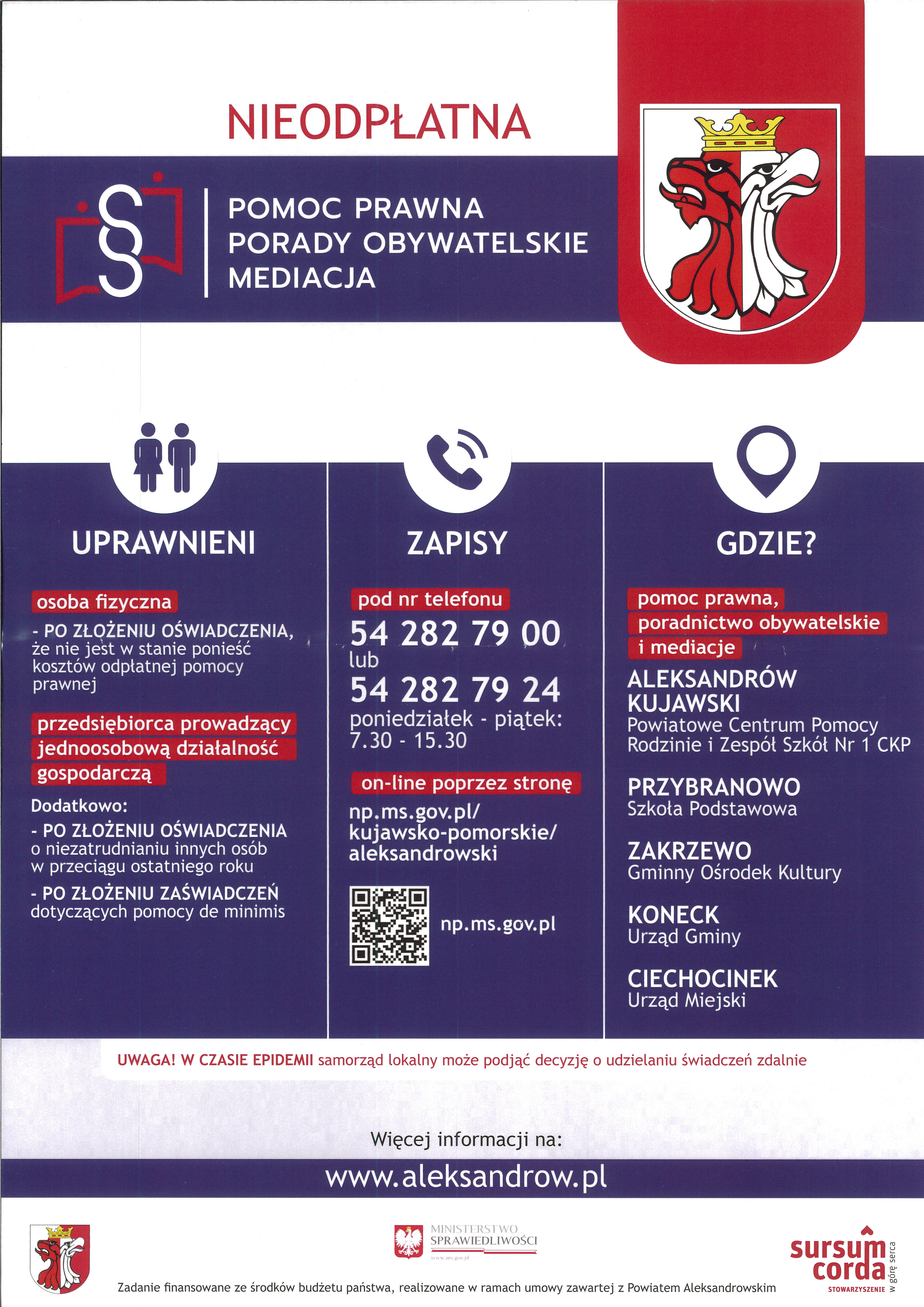 plakat dot. bezpłatnej pomocy prawnej